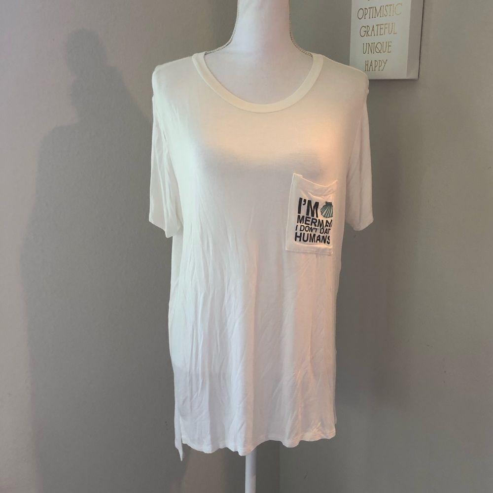 Ginger G White Mermaid Pocket Tee